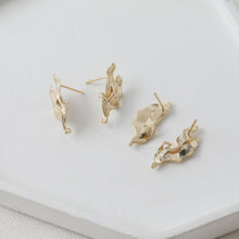 Load image into Gallery viewer, Irregular Leaf Ear Post With Loop, S925 Silver Ear Pin Nickel Free Earrings, Gold/Silver Ear Stud, Hypoallergenic Earring Findings BB120
