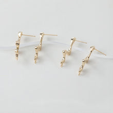 Load image into Gallery viewer, Wave Earring Post with Loop, 14K Gold/Silver, S925 Silver Pin Nickel Free Earrings, Wave Ear Stud with Loop GE009-D0487