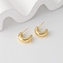 Load image into Gallery viewer, C Shape Earrings Post With Loop, 18K Gold Plated, Nickel Free, S925 Silver Pin, Ear Stud Hypoallergenic Earring Findings D0366