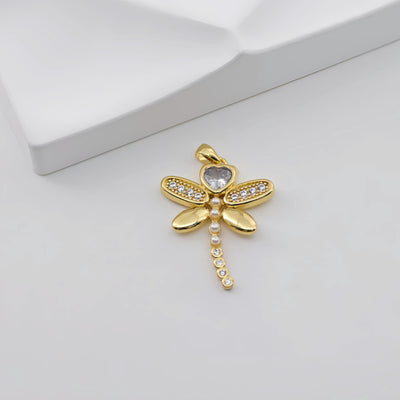 CZ Pave Heart Charm, Pentagram, Insect, 18K Gold Plated Heart Pendant, CZ Pave, Necklace Bracelet Making Pendant S20782
