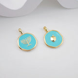 Multistyle Enamel Circle Charm, Wine Glass, Shield , 18K Gold Plated, Necklace Bracelet Making Pendant S1113