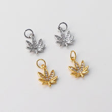 Load image into Gallery viewer, 2PCS 10x11mm Cubic Maple Leaf Charms, 18K Gold Maple Leaf Pendants, Micro pave charms for Necklace Bracelet Earring, Jewelry Findings S728