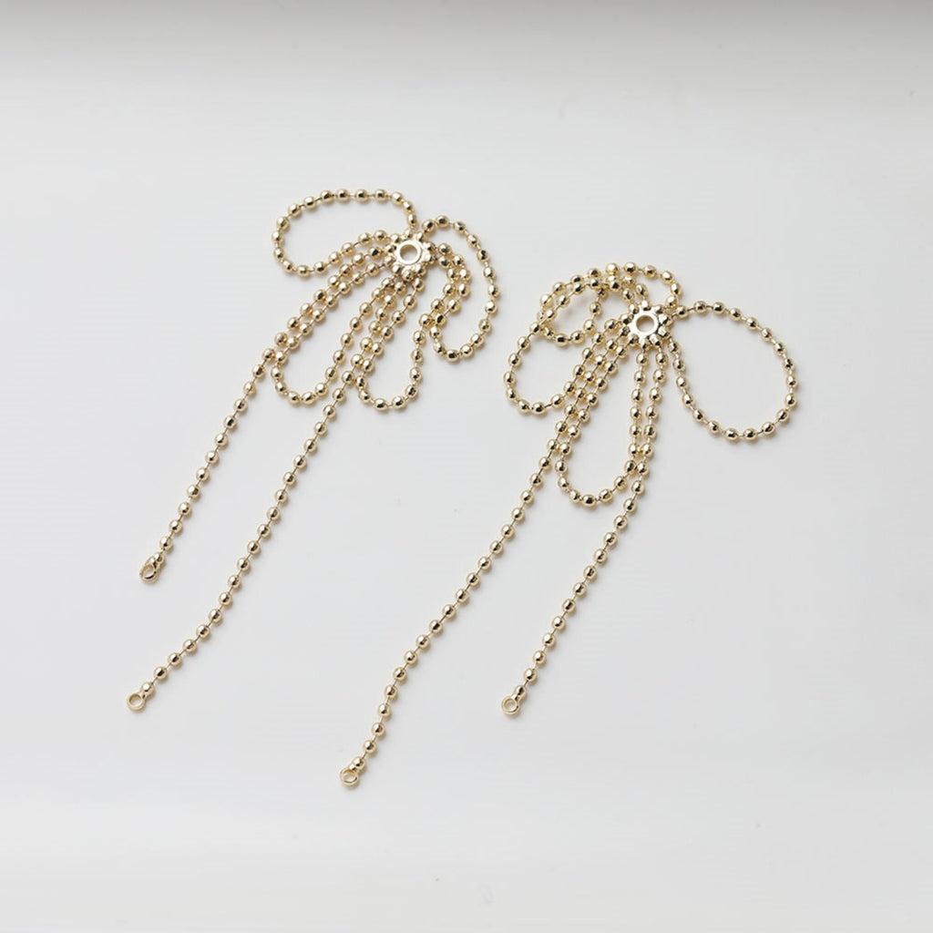 Gold Beads Chain Tassel Pendant, Beads Chain Charm, 18K Gold Plated Earring Chain Pendant, Earring Findings GE119
