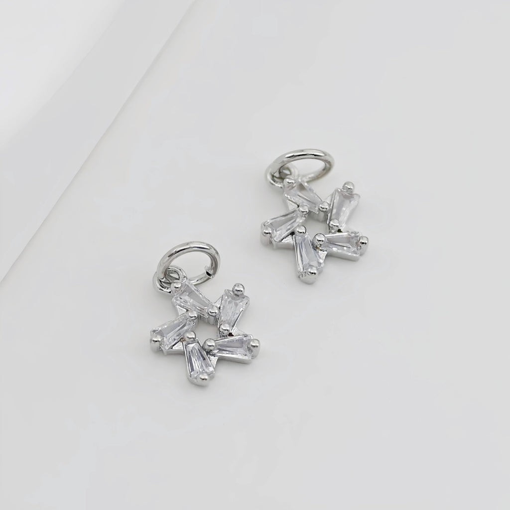 Tiny Star Charms, 8.5mm, Crystal Cubic Star Pendant, Star Connector, 18K Gold Plated, Necklace charms, Jewelry Findings S20647