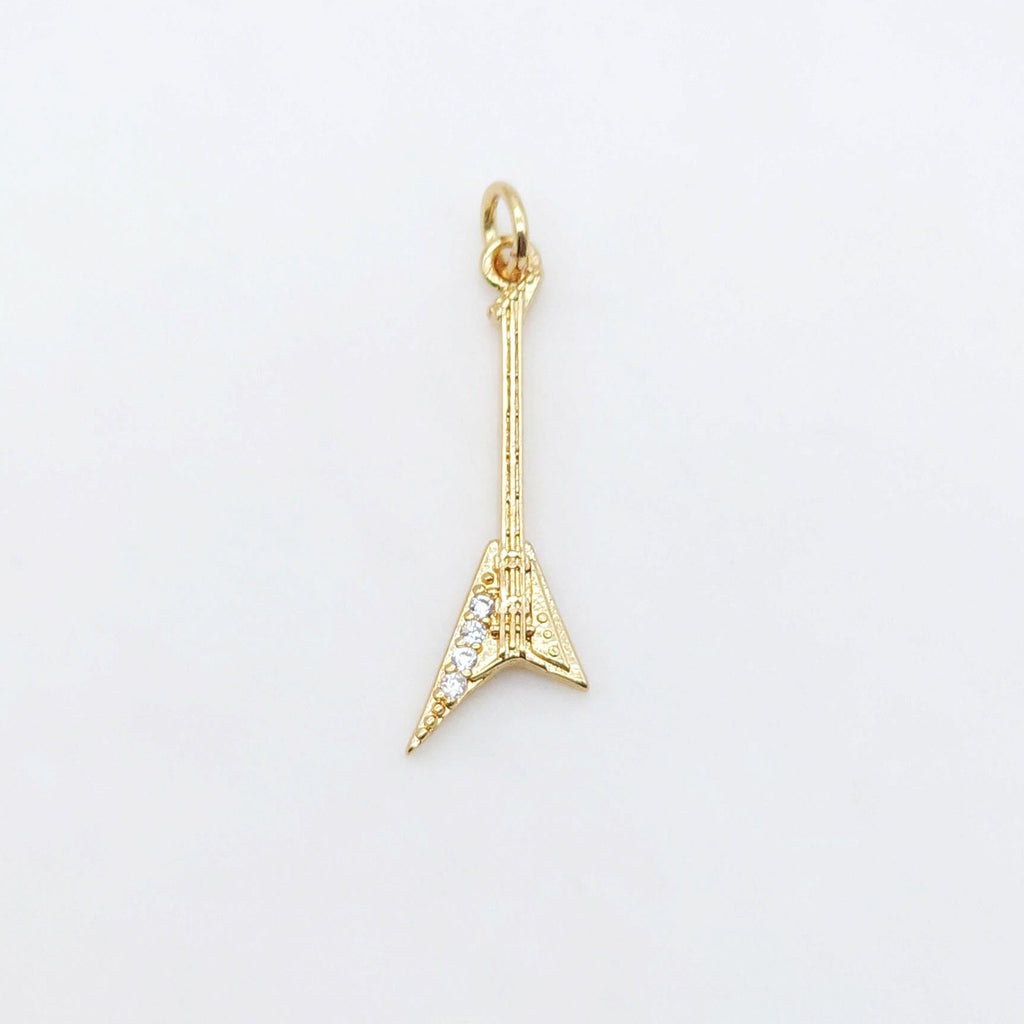 Band Guitar Pendants Collection, 18K Gold Plated, Bass Charm, Necklace Charms, Jewelry Findings S20506