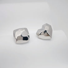 Load image into Gallery viewer, 10pcs Square Heart Earring Post, S925 Silver Pin Nickel Free Earrings, Diamond cut Square Shape Ear Stud with Loop ZX096