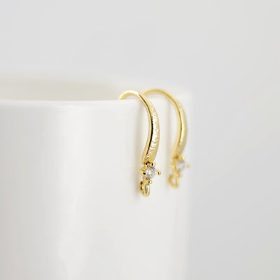 18K Gold Plated Ear Wires, Cubic Pave Earring Hooks, Nickel Free, Fish Hooks, Ear Wires for Jewelry Making D0183