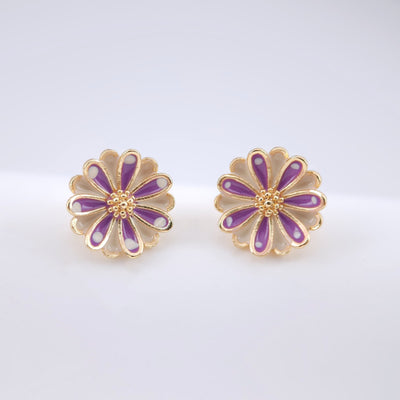 أعمدة أقراط على شكل زهور من المينا، أعمدة أقراط من المينا مع حلقة، أدوات يدوية للعثور على الأقراط، لوازم صنع الأقراط بنفسك ZX217