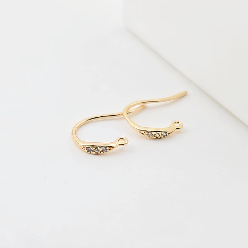 Alambres para aretes chapados en oro de 14 quilates, ganchos para aretes con pavé cúbico, sin níquel, ganchos para pez, alambres para aretes para hacer joyas ZX300