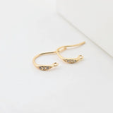 14K Gold Plated Ear Wires, Cubic Pave Earring Hooks, Nickel Free, Fish Hooks, Ear Wires for Jewelry Making ZX300