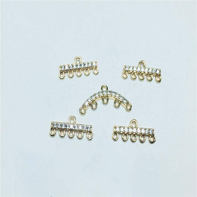 CZ Pave T-shaped Charm, Cubic Zircon Crystal Pendant, Bracelet Necklace Pendant, 14K Real Gold Plated, Jewelry Findings STG059-F201