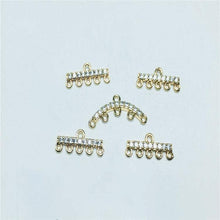 Load image into Gallery viewer, CZ Pave T-shaped Charm, Cubic Zircon Crystal Pendant, Bracelet Necklace Pendant, 14K Real Gold Plated, Jewelry Findings STG059-F201