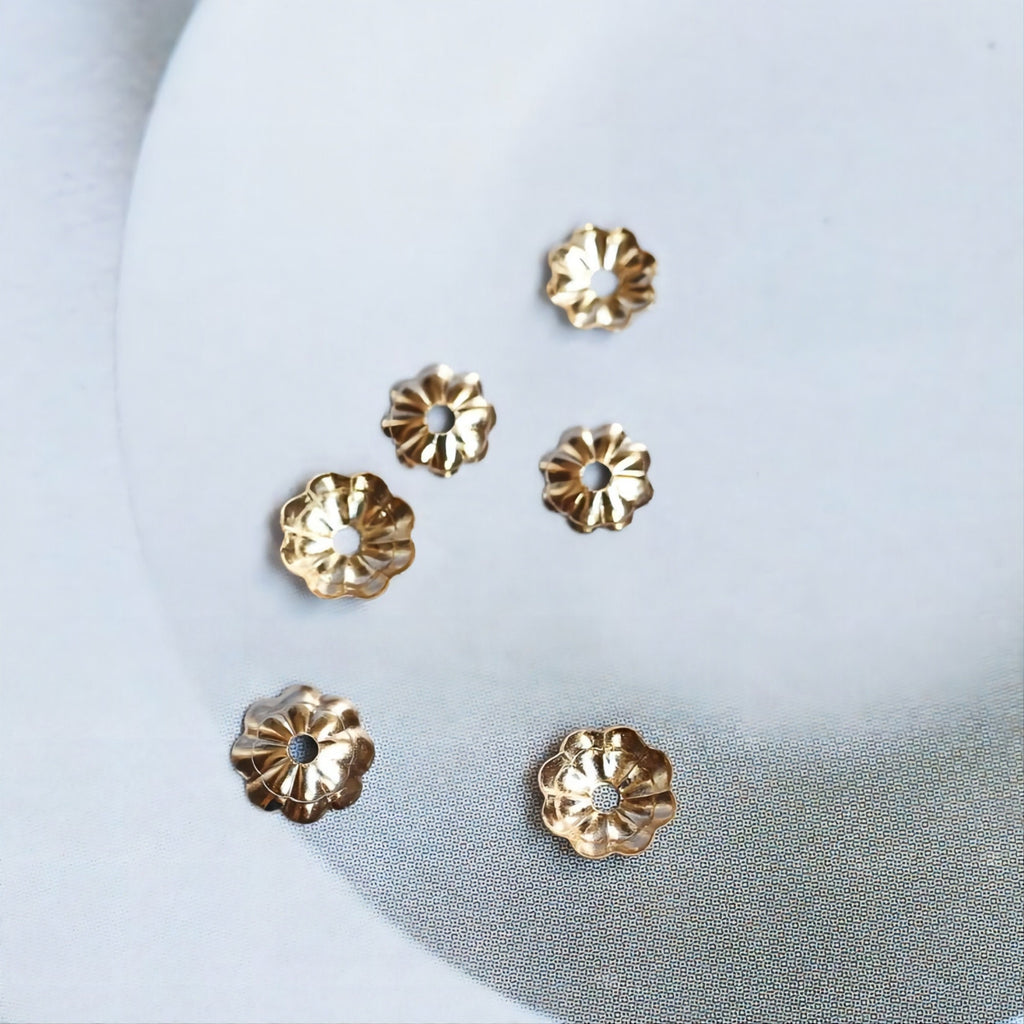 50pcs- 14K Gold Filled Bead Caps, Flower Bead Caps, 3mm,4mm,5mm,6mm, Flower Spacer Beads, USA, 1/20 GF Jewelry Making BL009
