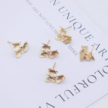 Load image into Gallery viewer, 4PCS Butterfly Ear Post with Loops, S925 Silver Ear Pin, Nickel Free, 13x10mm, 18K Gold Plated Stud Earring Finding ZX031