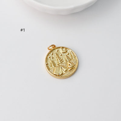 Ocean Pendant, Countryside Night, 18k Gold Plated Charm, Charm for Bracelet Necklace Earring Making