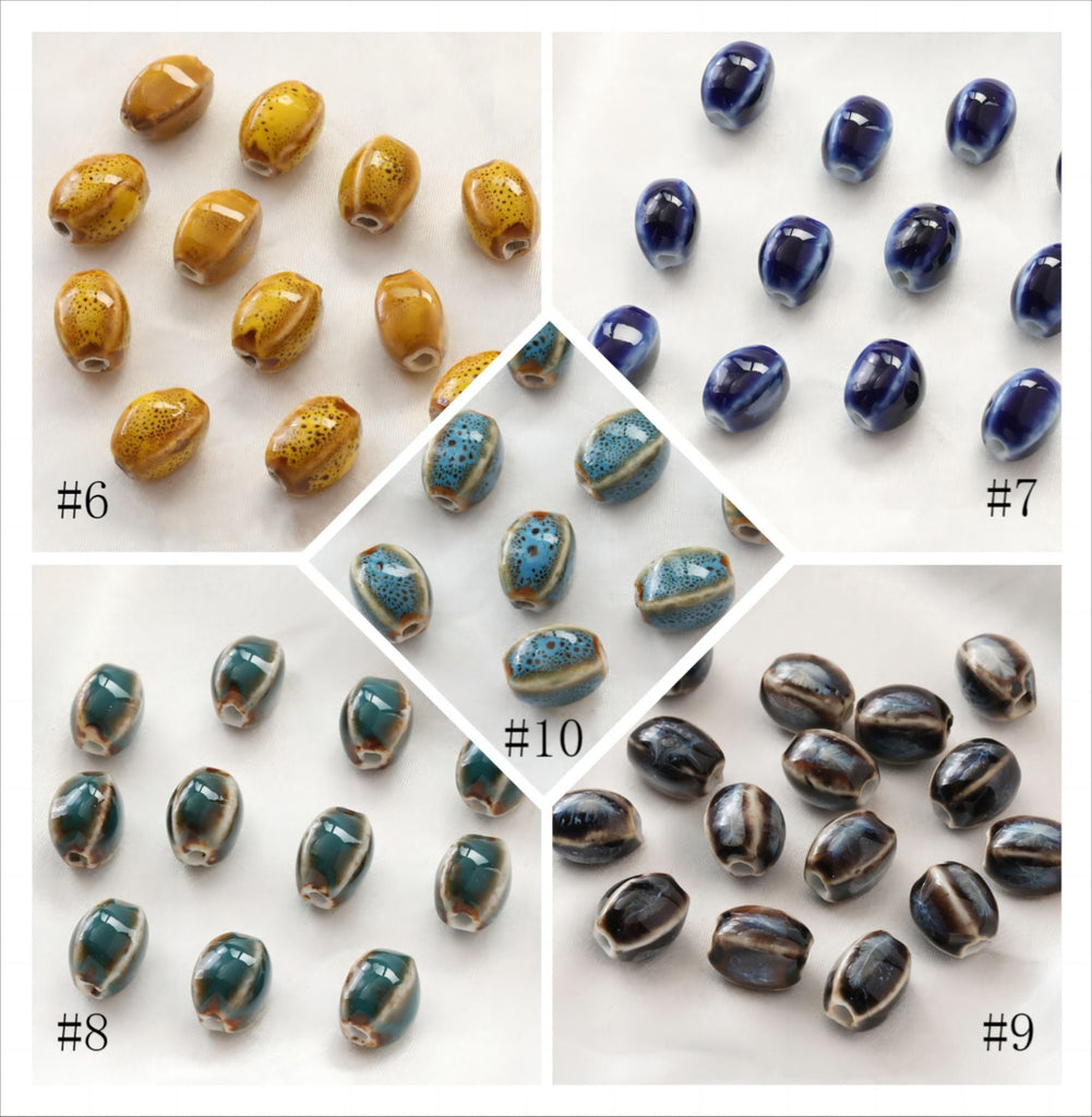 5 cuentas espaciadoras ovaladas, colgante ovalado de cerámica, cuentas de cerámica para hacer joyas, hallazgos de cuentas DIY GZ434