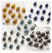 Cargar imagen en el visor de la galería, 5 cuentas espaciadoras ovaladas, colgante ovalado de cerámica, cuentas de cerámica para hacer joyas, hallazgos de cuentas DIY GZ434