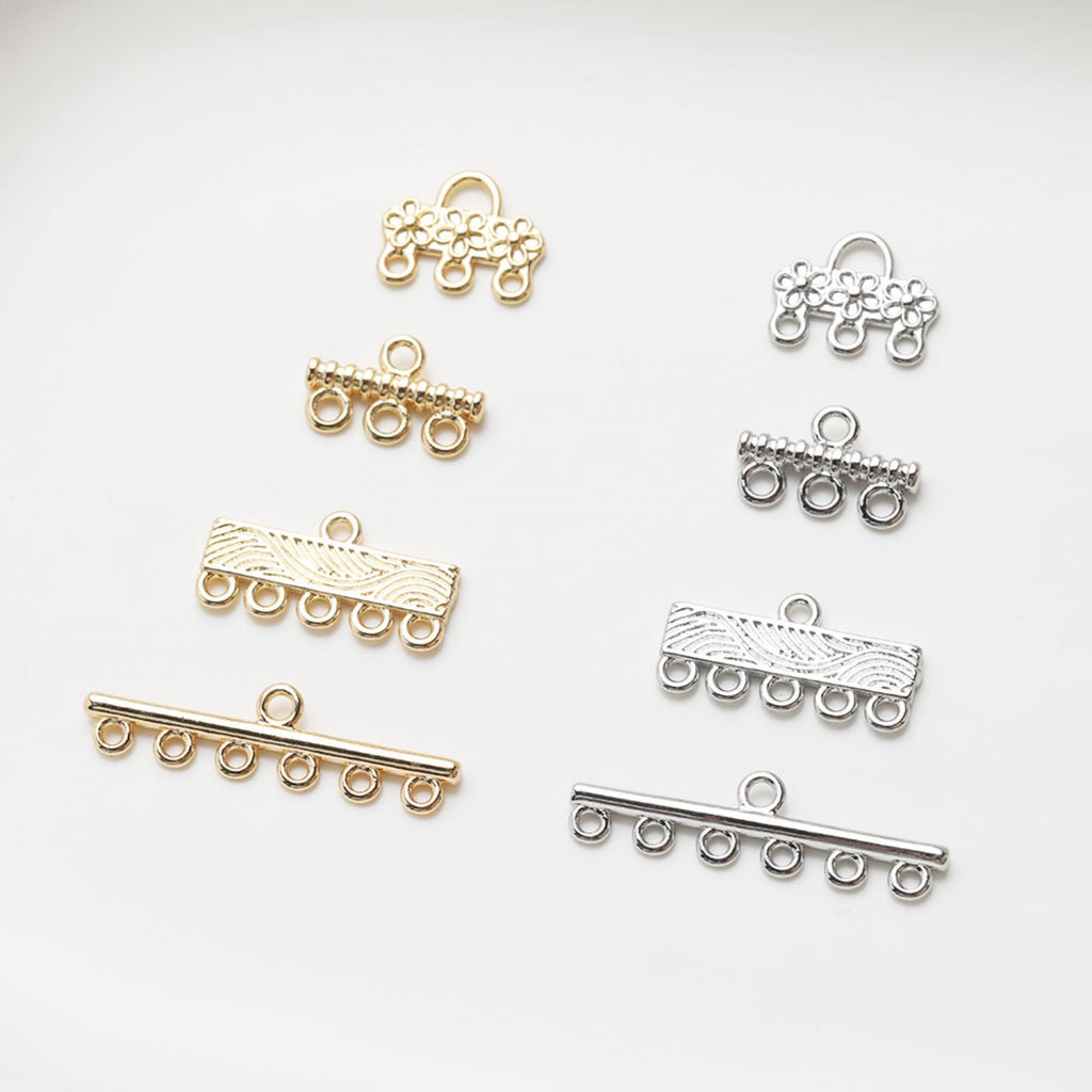 Multi Strand Connector, Loop Pendant, Multi Strand Ends, 14K Gold Plated, Necklace Jewelry Findings JG015