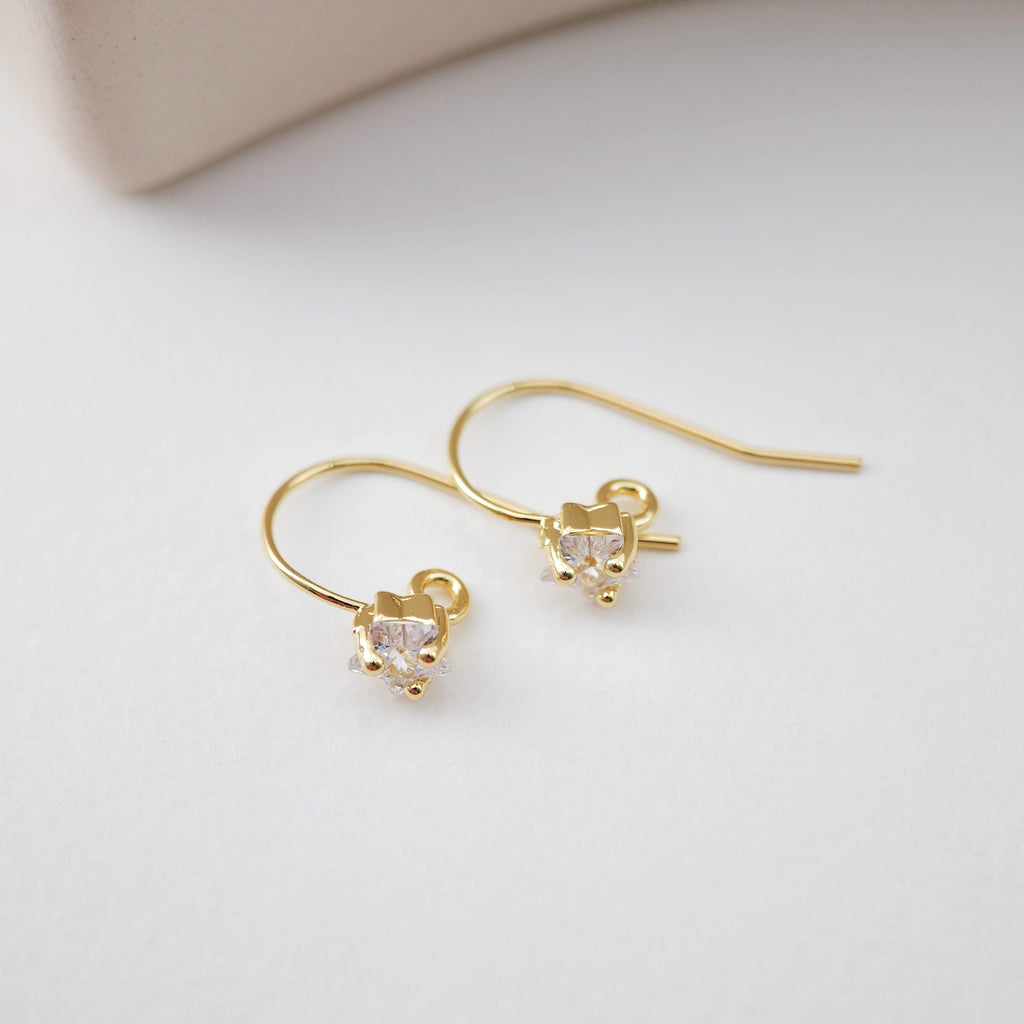 18K Gold Plated Ear Wires, Star Cubic Pave Earring Hooks, Nickel Free, Fish Hooks, Ear Wires for Jewelry Making D0182