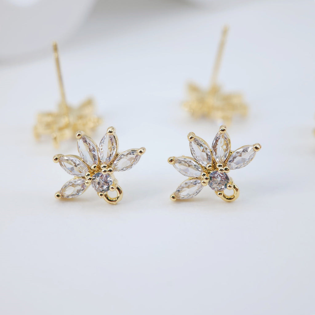 أقراط على شكل ورقة من الزركونيا المكعبة، دعامة مطلية بالذهب مع حلقة، مضادة للحساسية، نتائج أقراط اصنعها بنفسك، لوازم أقراط يدوية الصنع D0038