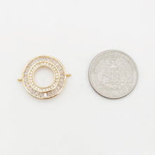 Load image into Gallery viewer, Round Pave CZ Connector, 18K Gold Plated Bracelet Making Connectors, Cubic Zirconia Pave Charms, 21.5x26mm Jewelry Findings S20359