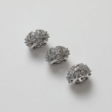 Cargar imagen en el visor de la galería, Cuentas espaciadoras con forma de flor de circonita pavé, chapadas en oro y plata de 14 quilates, cuentas redondas, delicadas cuentas para hacer aretes, accesorio de joyería GZ267