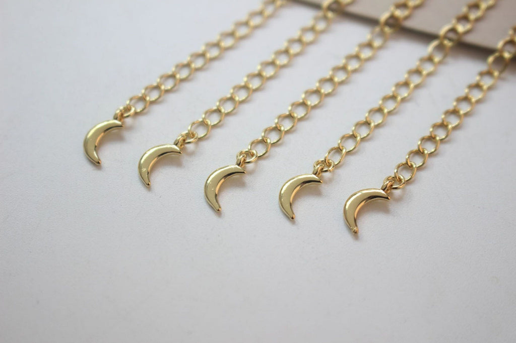 سلسلة تمديد، قمر، نجمة، طول 55 مم، قلادة مطلية بالذهب عيار 14 قيراطًا، نتائج صنع السوار GZ140