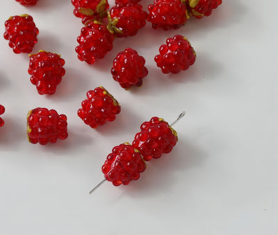 Red Raspberry Strawberry Glaze Beads, 12x13mm, Glaze Loose Beads for Jewelry Making, Bracelet DIY Beads Finding GZ059