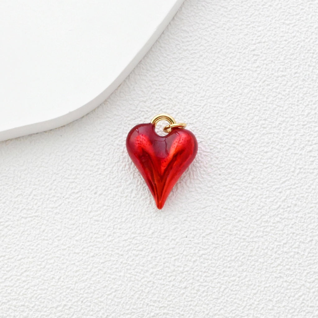 Red Heart Charms, 18K Gold Plated, 3D Love Pendant, Necklace And Bracelets Making Pendants, Jewelry Findings S1351