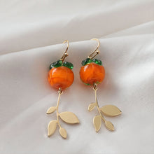 Load image into Gallery viewer, 5pcs Fruit Beads Persimmon Raspberry Orange Pineapple, Glazed Loose Beads for Jewelry Making, DIY Beads Finding GZ042