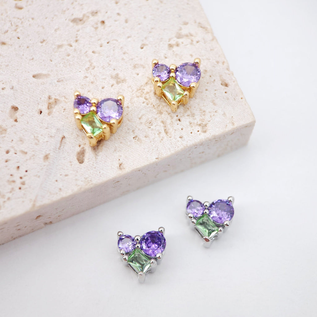 Grape Pendant, Fruit Charm, Grape Spacer Beads, 18K Gold/Silver, Pave CZ, Necklace Charms, Jewelry Findings S20246