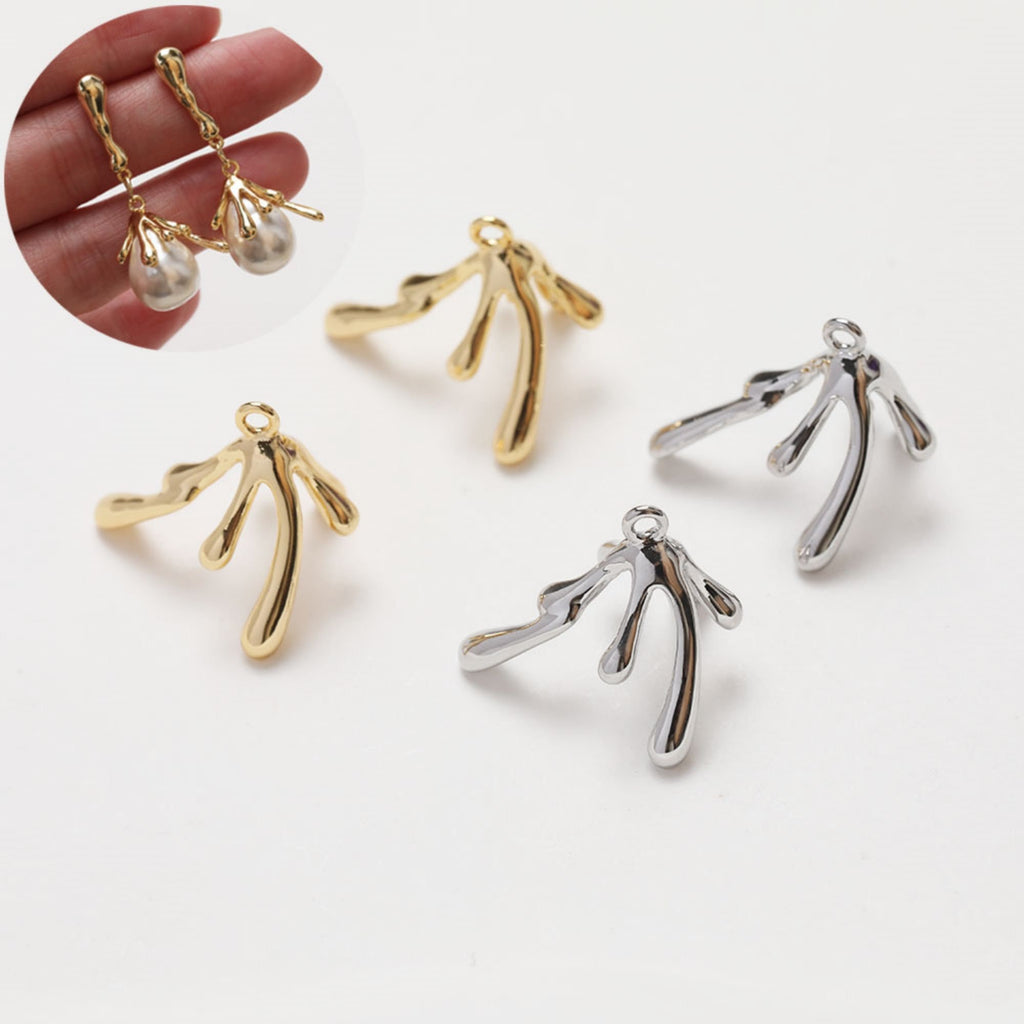 Drop Peg Bail Caps, 14K Gold Plated, Half Drilled Bead Caps, Pearl Bead Caps, Jewelry Making GZ364