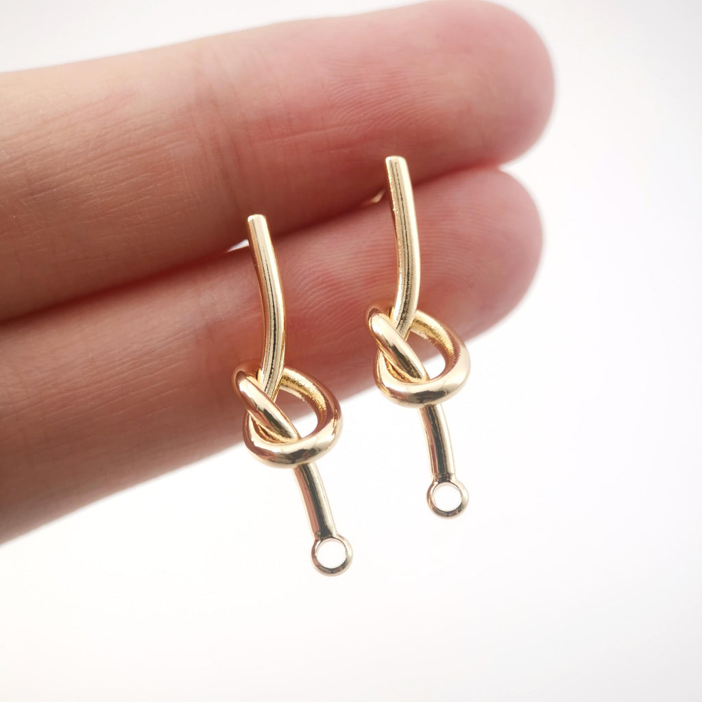 10pcs Gold Knot Earring Post With Loop, S925 Silver Ear Pin Nickel Free Earrings, Ear Stud Loop, Hypoallergenic Earring Findings ZX071