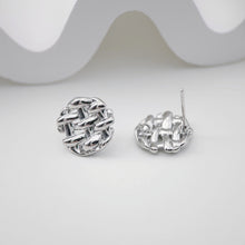 Load image into Gallery viewer, Woven Round Earring Post, 14K Gold Plated, S925 Silver Pin, Nickel Free Earrings, Irregular Shape Ear Stud with Loop ZX180