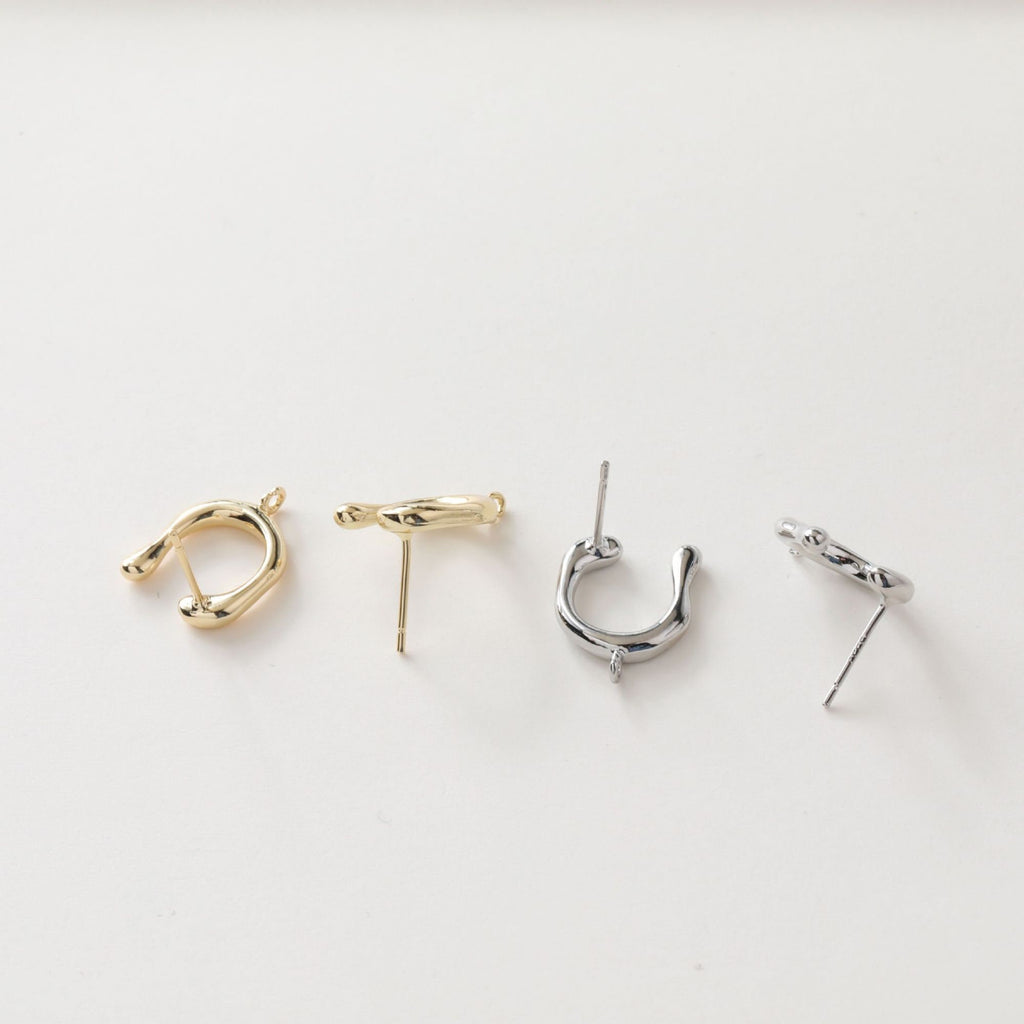 14K Gold  U Shape Earring Post With Loop, Arch Ear Studs, S925 Silver Ear Pin Nickel Free Earrings, Hypoallergenic Earring Findings BB072