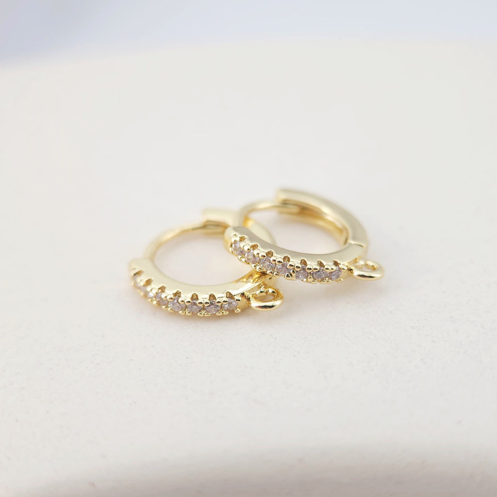 Cubic Zirconia Ear Hoops Multicolor Pave Crystal , 13*12mm, 18K Gold Plated Leverback Earrings, Huggie Hoops Earring D0150