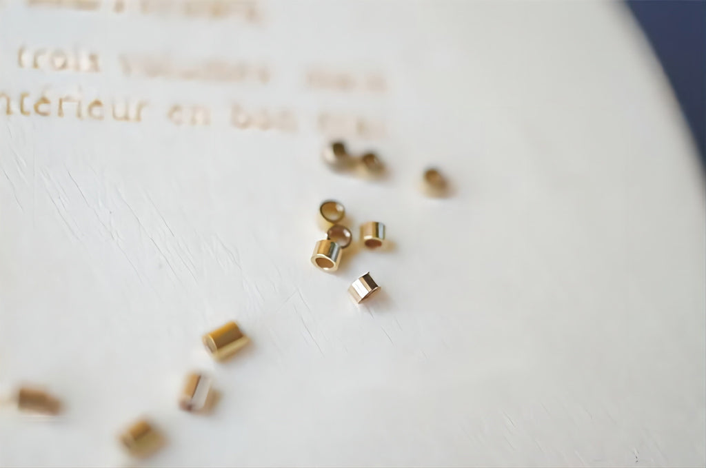 50pcs- Gold Filled Crimp Beads, 1.6x1mm/1.1x1mm Position Beads, 14K Gold Crimp Tube Beads, Gold Crimp Beads, B012