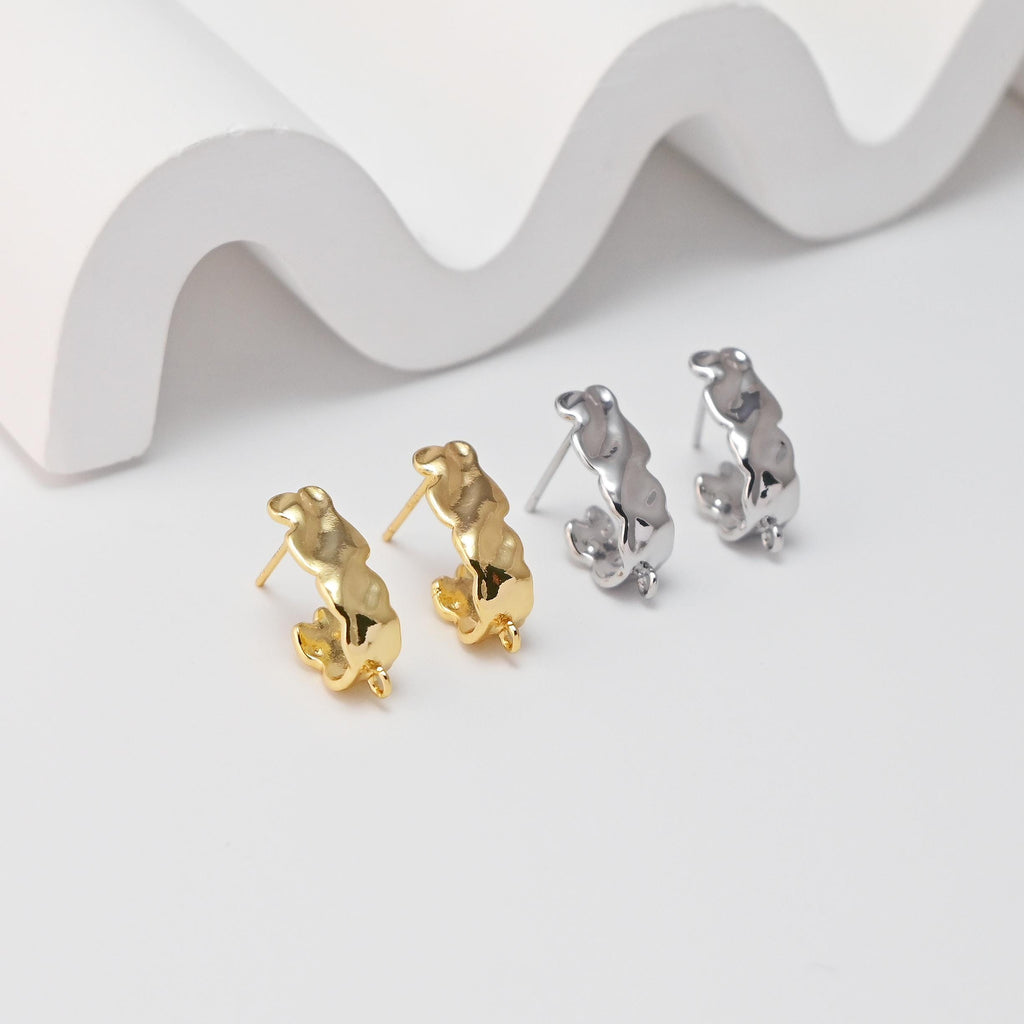 أقراط مطوية على شكل حرف U مع حلقة، مطلية بالذهب عيار 18 قيراطًا، خالية من النيكل، دبوس من الفضة الاسترلينية S925، أقراط أذن مضادة للحساسية D0458