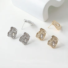 تحميل الصورة إلى عارض المعرض، قرط أذن مربع غير منتظم مع حلقة، ذهبي/فضي، أقراط فضة S925 خالية من النيكل، نتائج قرط مضادة للحساسية GE043