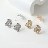 Irregular Square Rock Earring Post With Loop, Gold/Silver, S925 Silver Pin Nickel Free Earrings, Hypoallergenic Earring Findings GE043