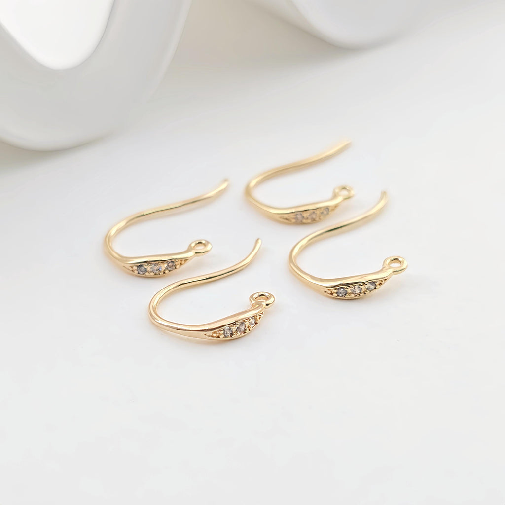 Alambres para aretes chapados en oro de 14 quilates, ganchos para aretes con pavé cúbico, sin níquel, ganchos para pez, alambres para aretes para hacer joyas ZX300