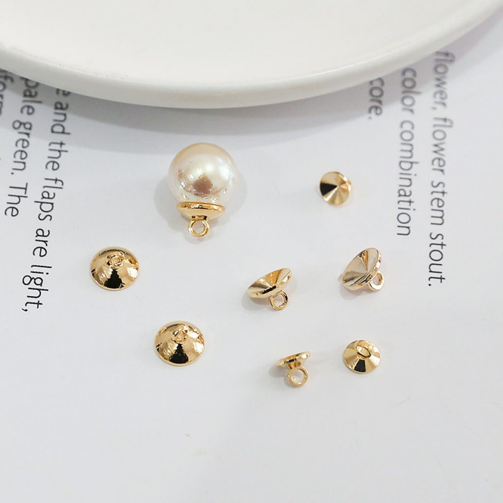 10pcs Beads Caps, Bead Cones, 18K Gold Plated, With Loop, 6mm, 8mm, Pearl Bead Caps, Jewelry Making BY015