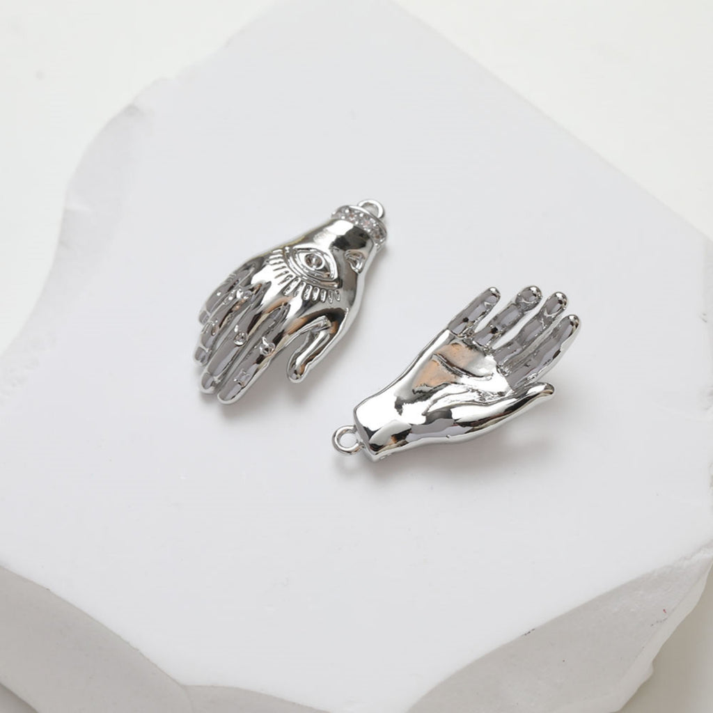 Evil eye Hand Charm, 14K Gold/Silver Plated Eye Pendant, Neckalce Bracelet Making Pendant, Jewelry Supply Finding GZ247