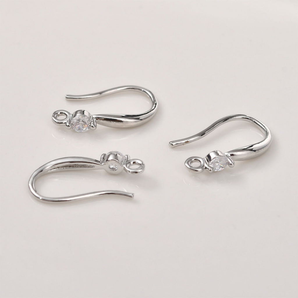 14K Gold Plated Earring Hooks, Clear Cubic Pave, Nickel Free, Fish Hooks Earrings for Jewelry Making LL159-ZX7006