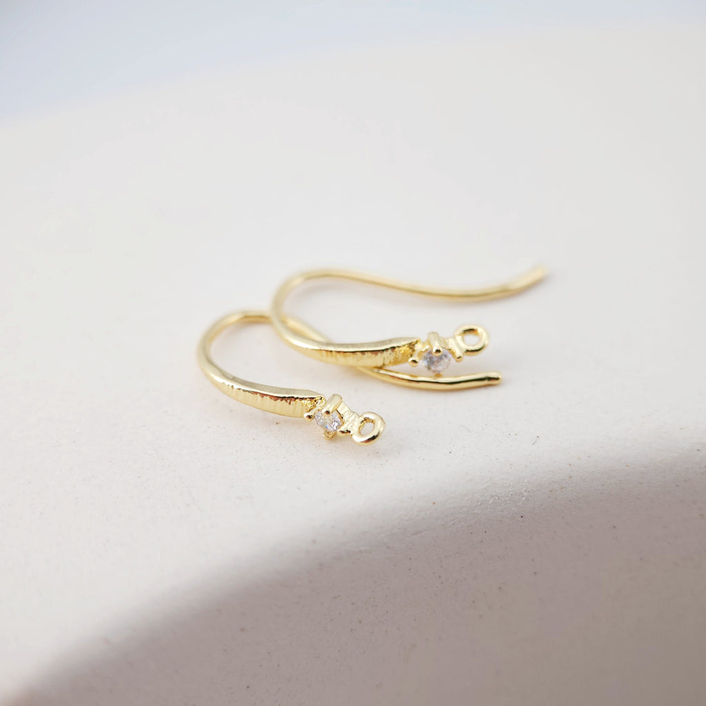 18K Gold Plated Ear Wires, Cubic Pave Earring Hooks, Nickel Free, Fish Hooks, Ear Wires for Jewelry Making D0183
