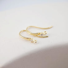 Load image into Gallery viewer, 18K Gold Plated Ear Wires, Cubic Pave Earring Hooks, Nickel Free, Fish Hooks, Ear Wires for Jewelry Making D0183