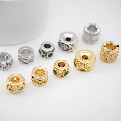 Spacer Beads Collection, 18K Gold/Silver Plated, Round Beads, CZ Pave Beads, Dainty Jewelry Making Beads, Jewelry Finding S1161