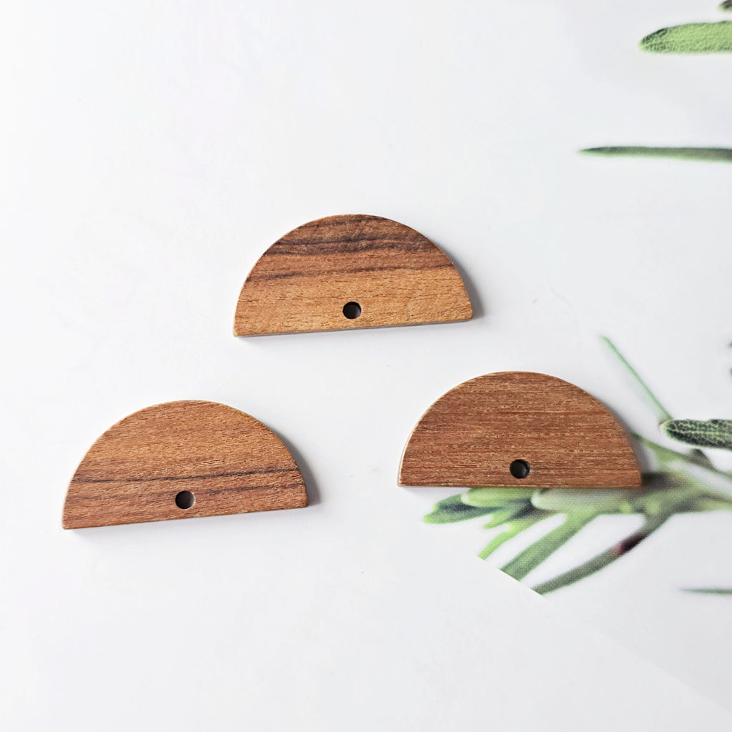 2PCS Half Round Shape Wood Charms, Wooden Pendant, Reclaimed Walnut Wood, Geometric Statement Wood Earrings Diy Ideas JT961