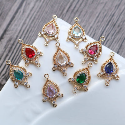 10pcs Boho Connector Pendant, CZ Pave Charm, 14K Gold Plated CZ Pave, Necklace Making Charm, Jewelry Findings HL053