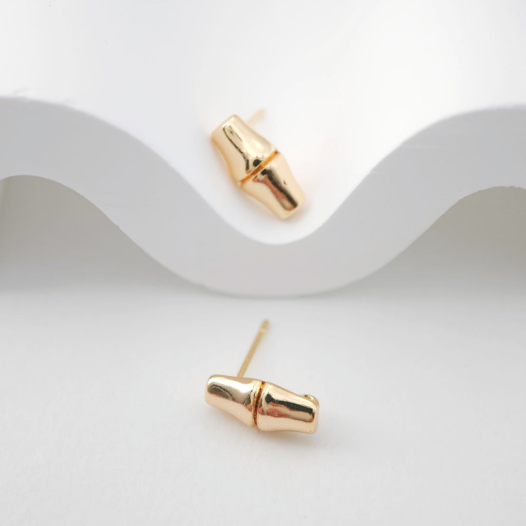 Gold Bamboo Earring Post With Loop, Bamboo Stud Earring Nickel Free, Hypoallergenic Earring Findings ZX176